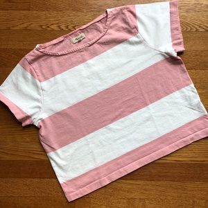 Madewell pink & white strip top